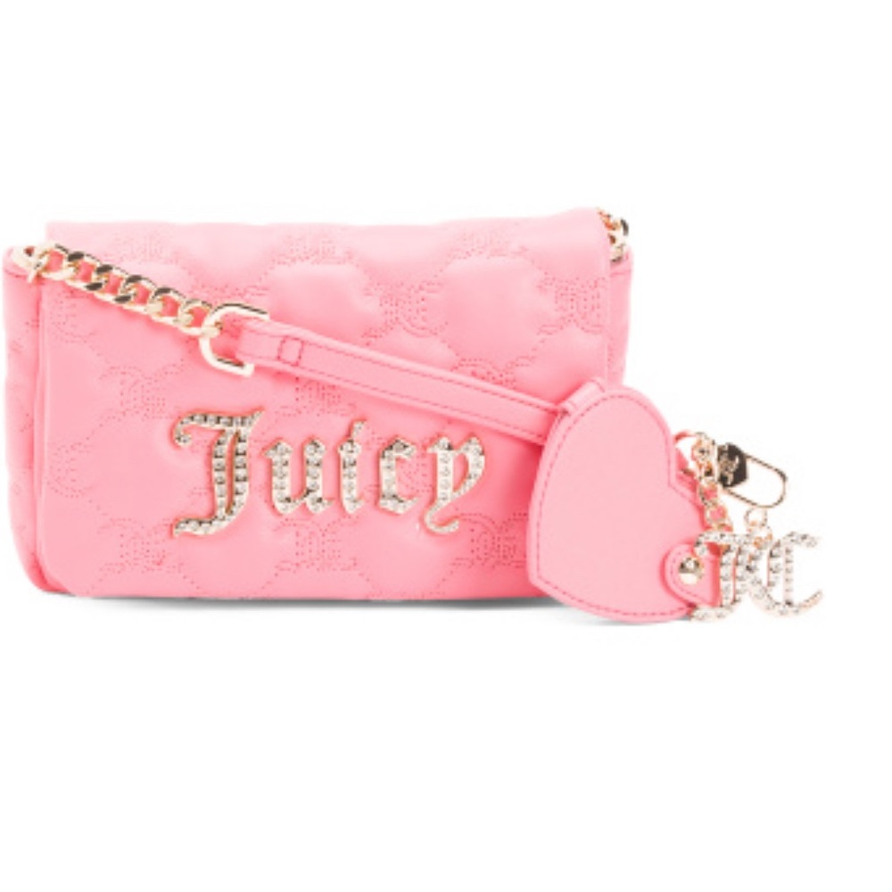 NWT Juicy Couture Pink Quilted Bag with Heart Charm